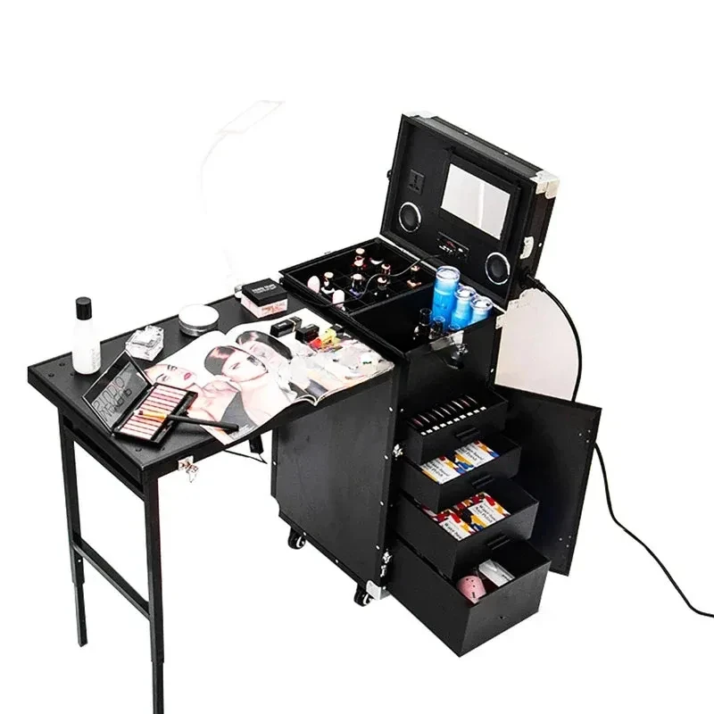 Portable Makeup Artist Nail Tables Foldable Nail Manicure Salon Furniture Creative Multi-function Pull Rod