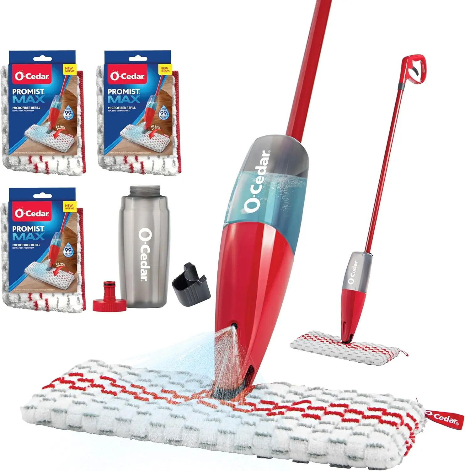 

ProMist MAX Spray Mop with 3 Extra Refills, Red - Efficient Cleaning Tool for Floors