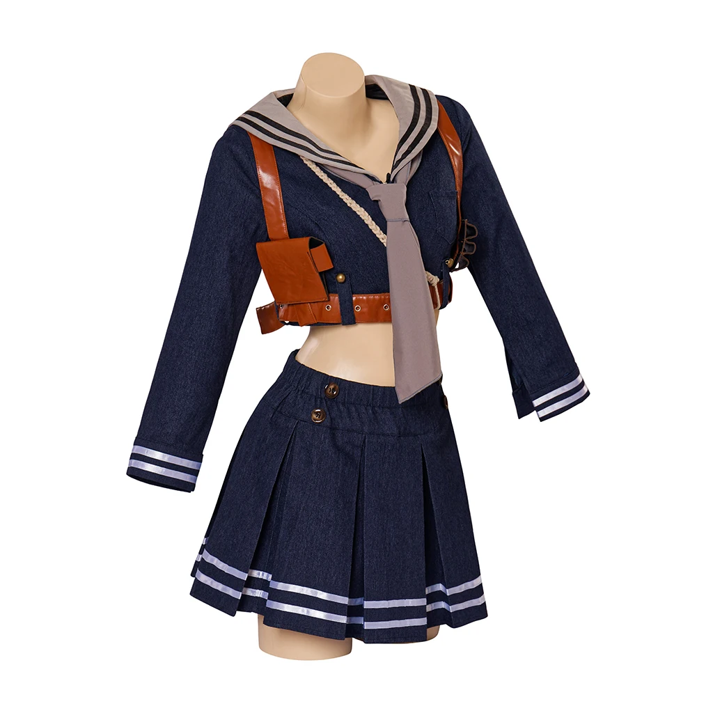 Sucker Cosplay Punch Baby Doll Costume Crop Top Mini Skirt Sailor Outfits With Belt Stockings Disguise Halloween Party Clothing