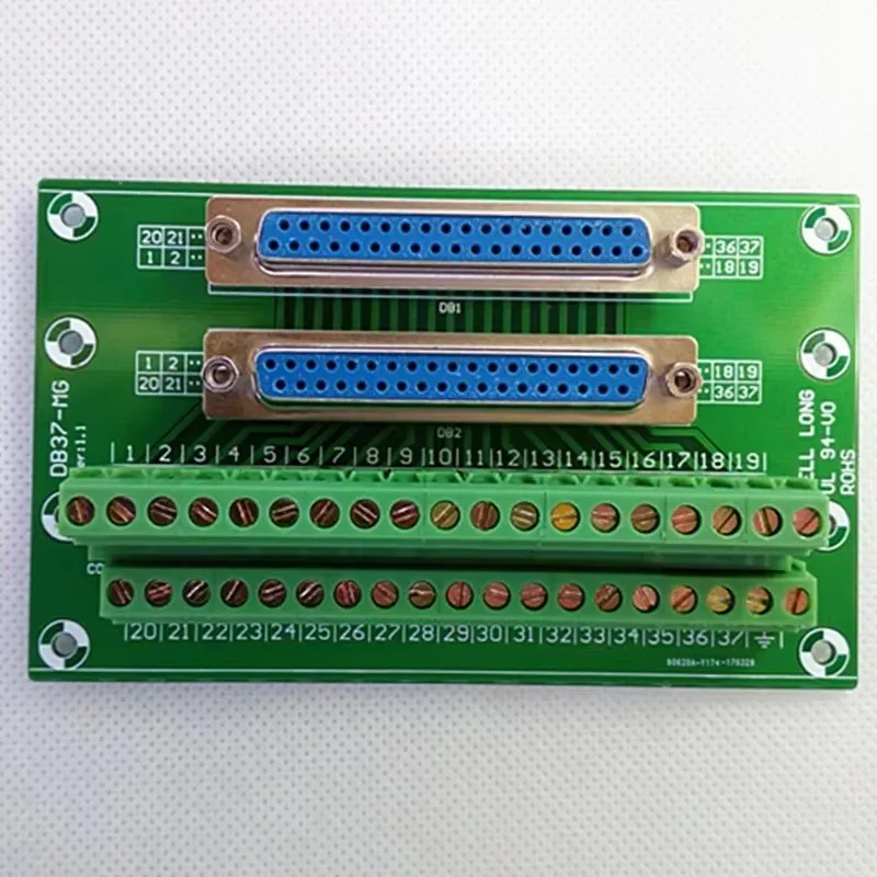 D-SUB DB37 Double Female Header Breakout Board, Terminal Block, Connector.