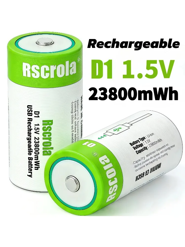 1,5V D-cel oplaadbare Li-ion batterij LR20 USB-C snelladen 23800mWh hoge capaciteit 1800 cycli voor gasfornuizen zaklampen - afbeelding 2