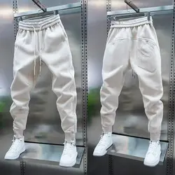 Solid Slim Fit Trousers Men's Casual Pants Loose Pockets Straight Cylinder Leggings Korean Fashion  Harajuku Sweatpants y2k pant