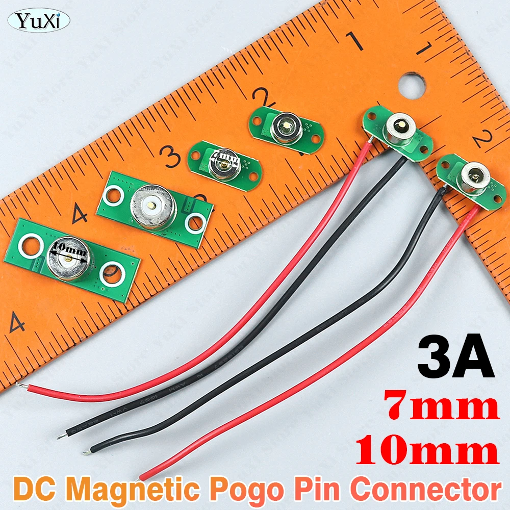 1-12pcs 3A DC Magnetic Pogo Pin Connector Pogopin Male Female Spacing Spring Loaded DC Power Socket Installation Holes 2Pin Wire