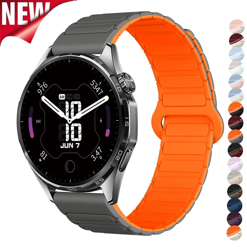 18mm 20mm 22mm Silicone Strap for Huawei Watch GT7 6 GT5 GT6/7Pro GT4 46mm Magnetic Band for Galaxy Watch 7 6 5 4 Classic 5Pro