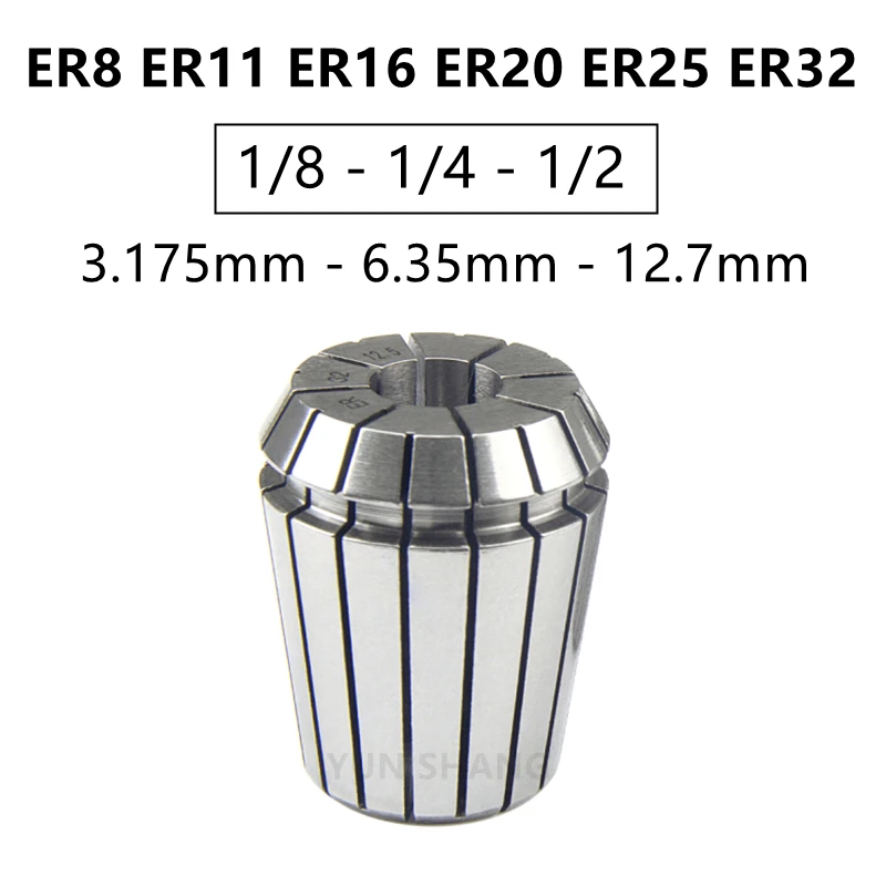Tuleja zaciskowa ER 1/8 1/4 1/2 3,175 mm 6,35 mm 12,7 mm Wysoka precyzja 0,008 mm Narzędzie frezarskie CNC ER8 ER11 ER16 ER20 ER25 ER32