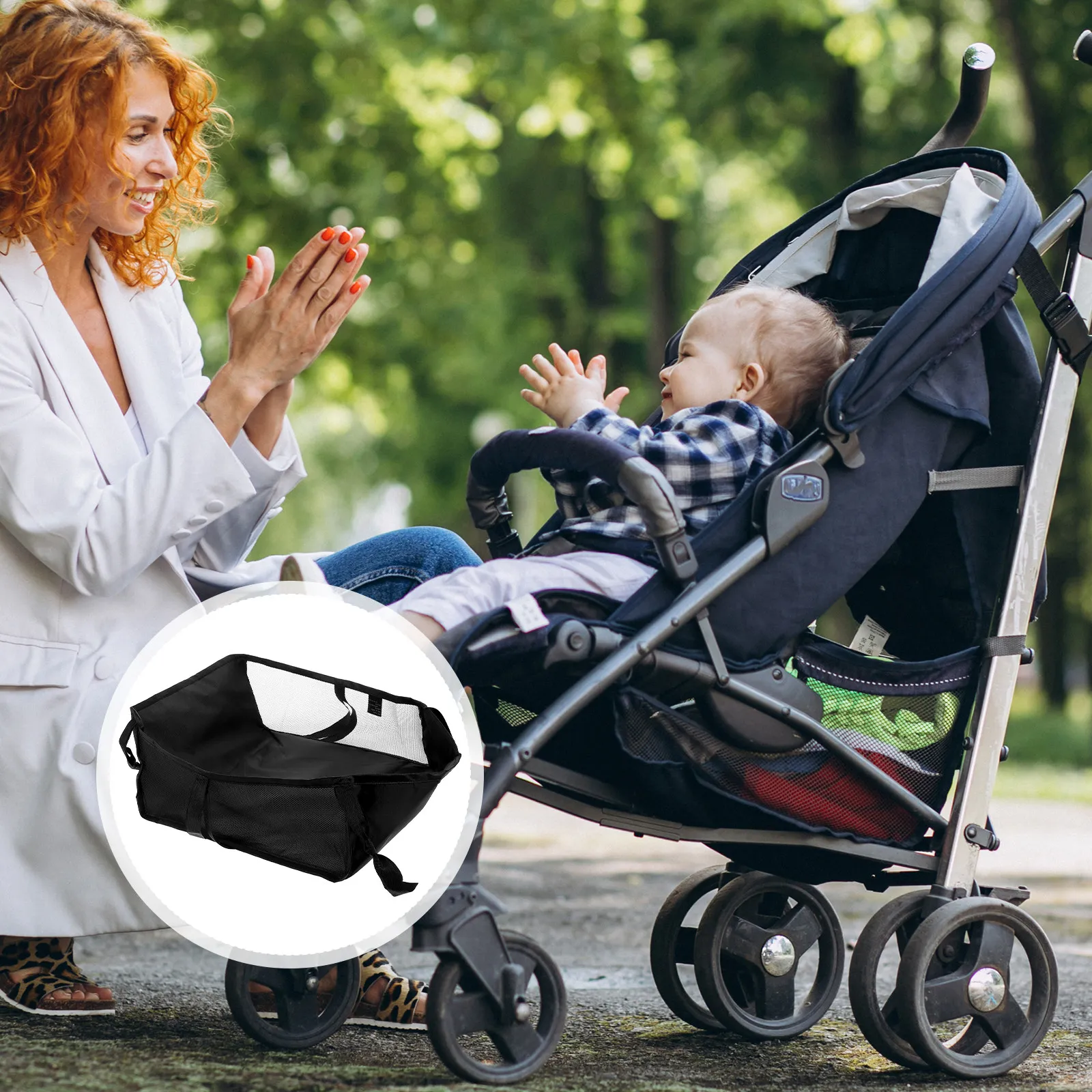 

Universal Baby Stroller Storage Basket Organizer Bag Mesh Hang Attachment Bottom Carrier for Pram Pushchair Shopping Cart
