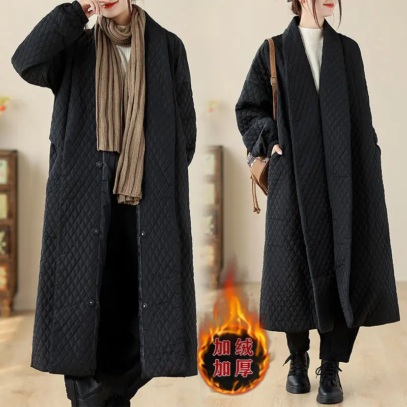 2025 Autumn/Winter New Women's Cotton Robe Loose Commuting Lightweight Warm Parkas