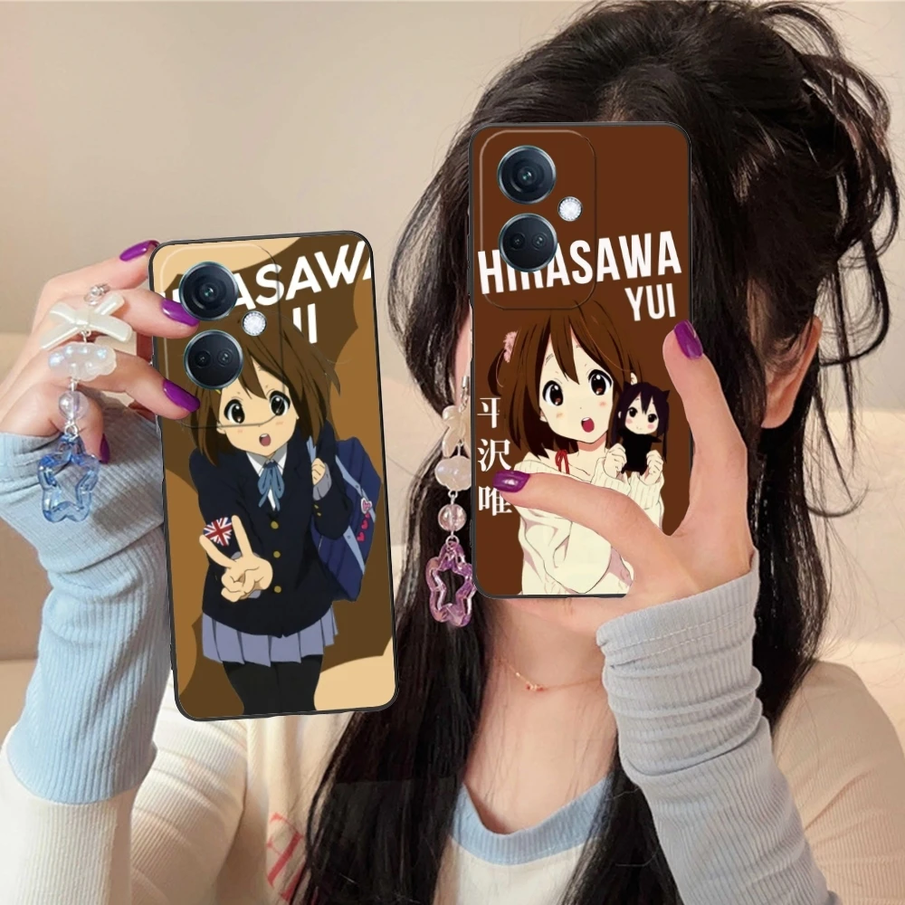 K-ON Hirasawa Yui Mobile Cell Phone Case for OPPO Find X5 X3 X2 A93 Reno 8 7 Pro A74 A72 A53 Black Soft Phone Cover Shell