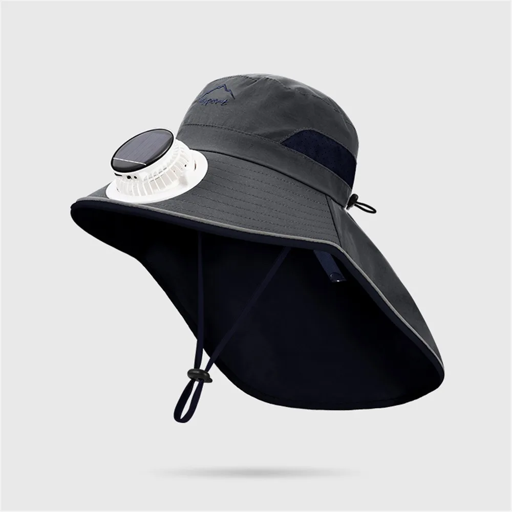 

Summer Wide Brim Kids Sun Hat Cooling With Neck Flap Solar Powered Fan Hat Breathable Fisherman Hat for Boys & Girls