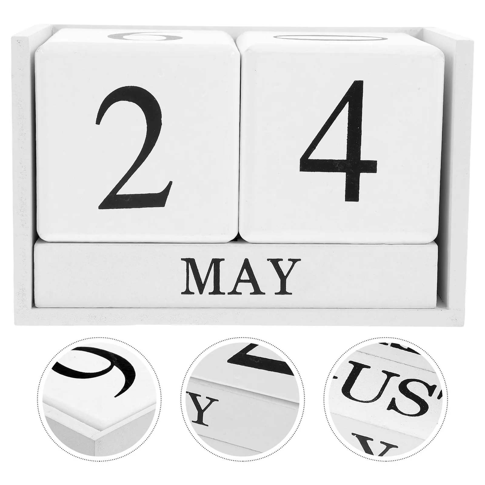 

Wooden European Perpetual Desk Calendar Rustic Block Design Adjustable Date Month Creative Office Home Decoration