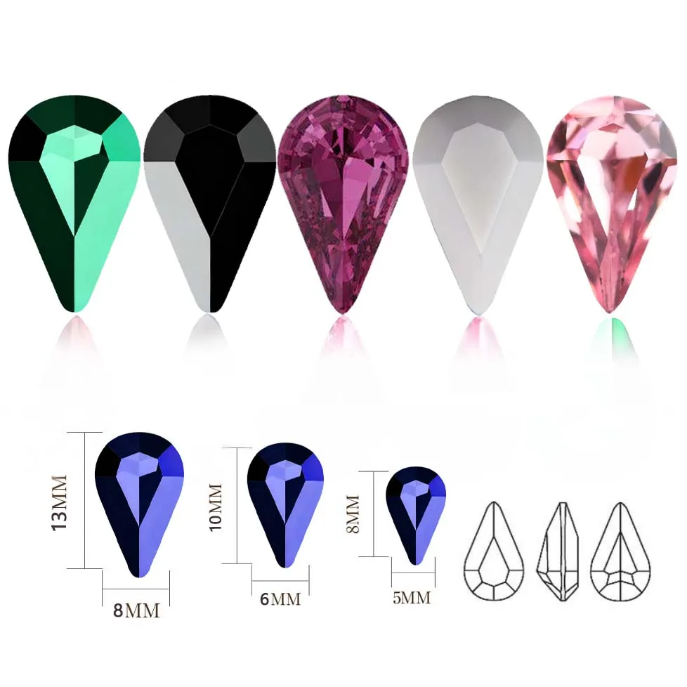 

K9 Crystal Tear Drop Strass Glass Crystals Pointed Stone Beauty Rhinestones Nail Art Rhinestones For Craft Nails