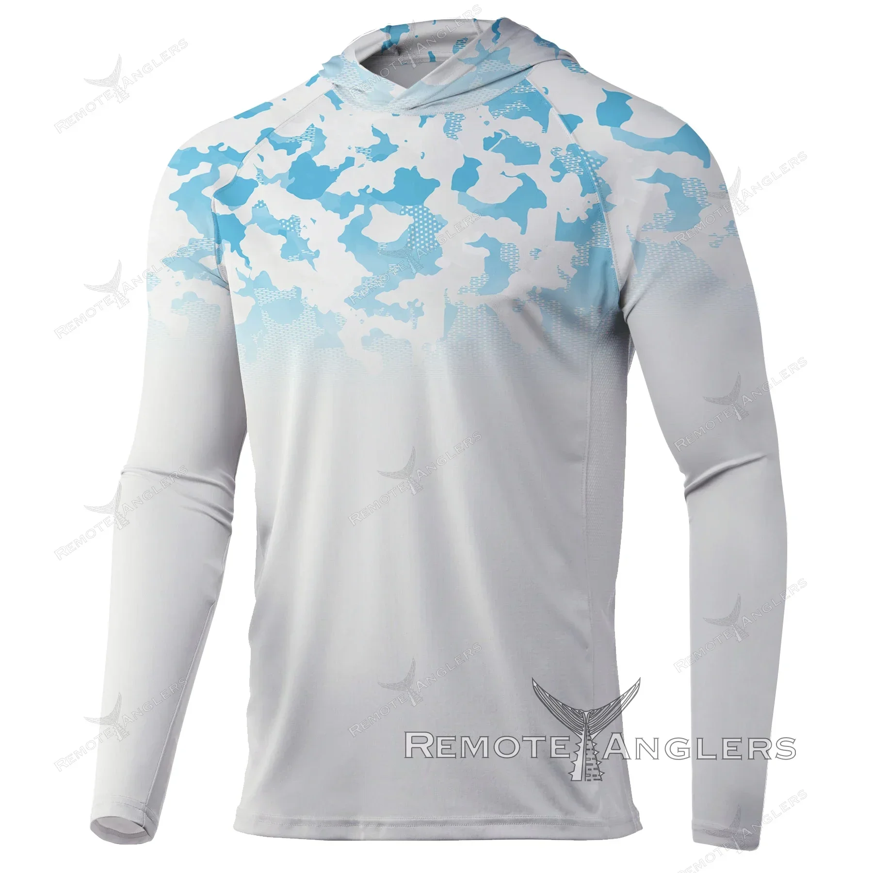 

Men's Long Sleeve Sun Protection Shirts Fishing Hoodie Sweatshirt Outdoor Breathable Fishing Clothing UPF50+ Fish Wear