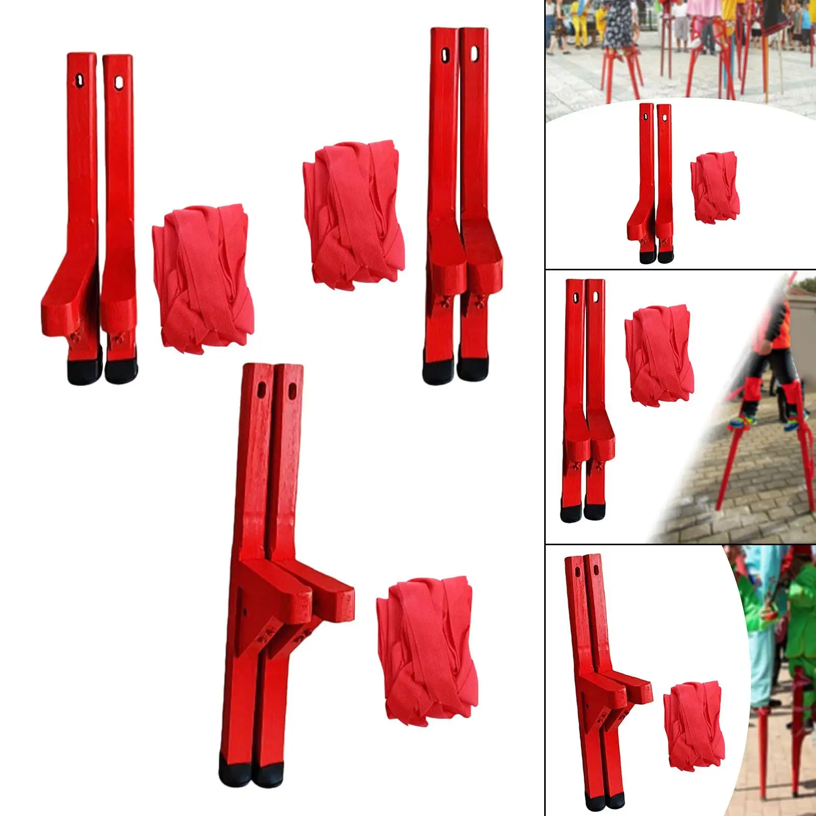 Wood Walking Stilts Traditional Performance Props for Children Adults Adjustable Leg Straps Balance Developing Toy for Cosplay