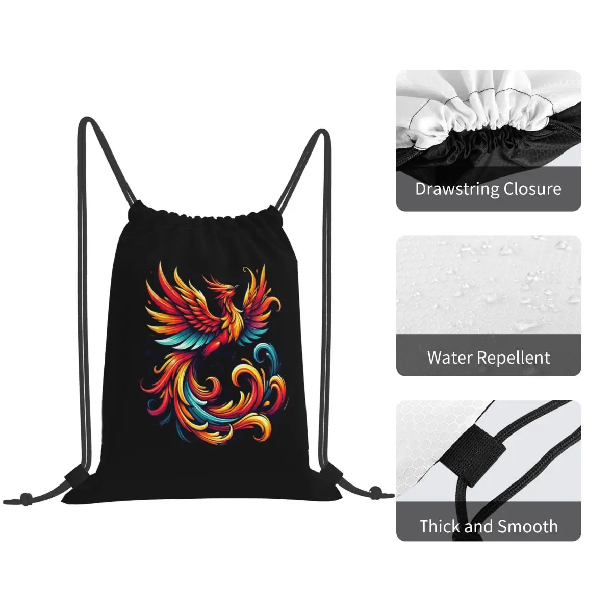 Brave Phoenix Backpacks Multi-function Drawstring Bundle Pocket Sports Bag Book Bags for Man Woman Students