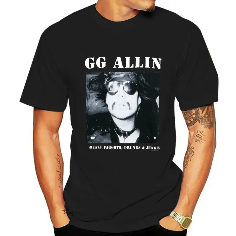 Authentic GG ALLIN Freaks, Faggots, Drunks & Junkies T-Shirt S M L XL 3XL NEW 100% Cotton Men T Shirt Tees Custom