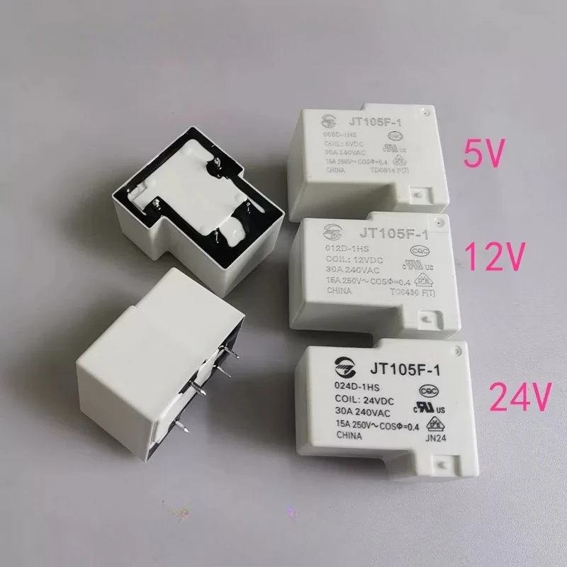 5PCS/LOT JT105F-1 005D-1HS 5VDC JT105F-1 012D-1HS 12VDC JT105F-1 024D-1HS 24VDC 4Pin 30A   Electroacoustic Devices