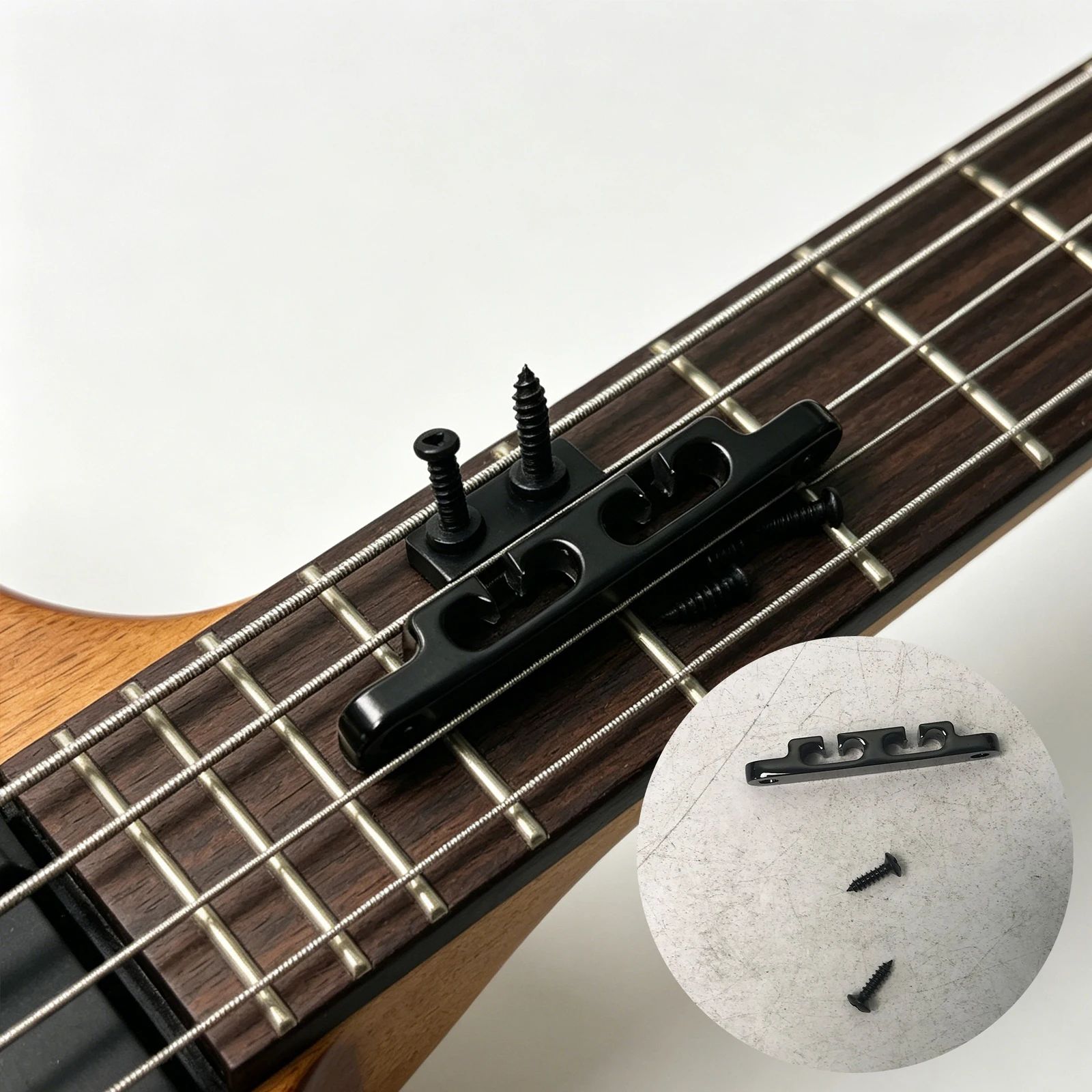 1pc Six-String Electric Bass String Retainer Zinc Alloy Black for Bass Head Lock String Guide