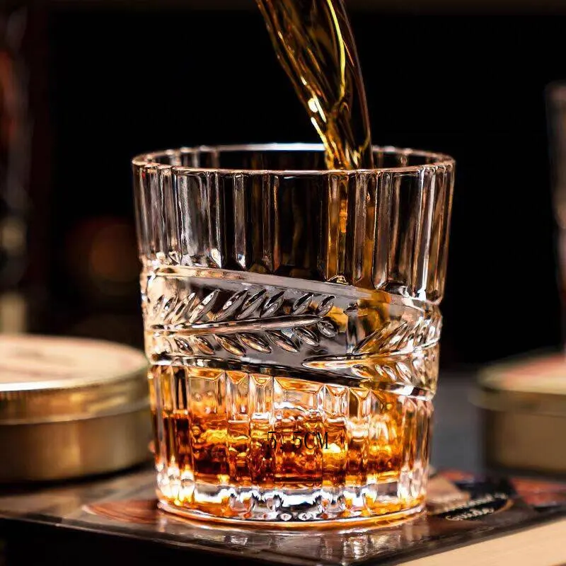Embossed Whiskey Glass High-Quality Home Use Luxury Glassware Bar Classic Spirits and Liquor Glass Wine Glasses New Year Gifts