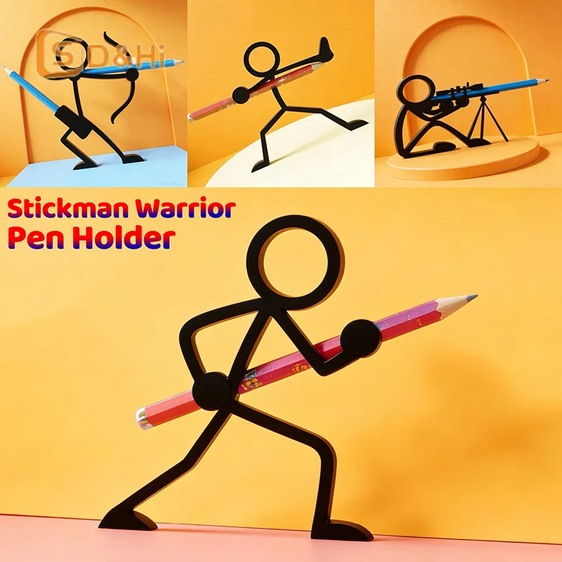 

3D Printed Stick Figure Pencil Holders, Pen Racks, Pen Holders, And Desktop Ornaments In Four Different Shapes