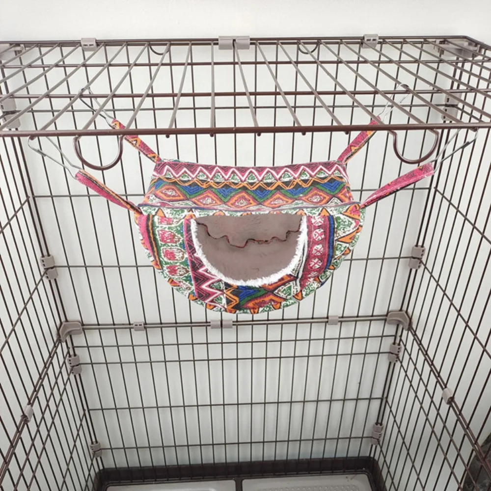 

New Hanging Ferret Hammock Cage Printed with Hooks Ferret Warm Bed Hamster Hammock For Guinea Pig Hideout Mouse