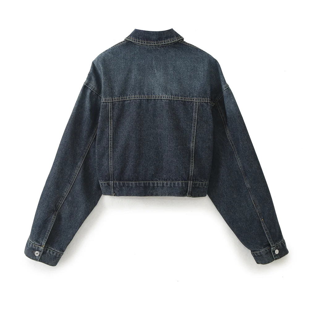 

Fall Women's Denim Jacket with Heart Pocket. Chic French-Inspired & Casual Outerwear.