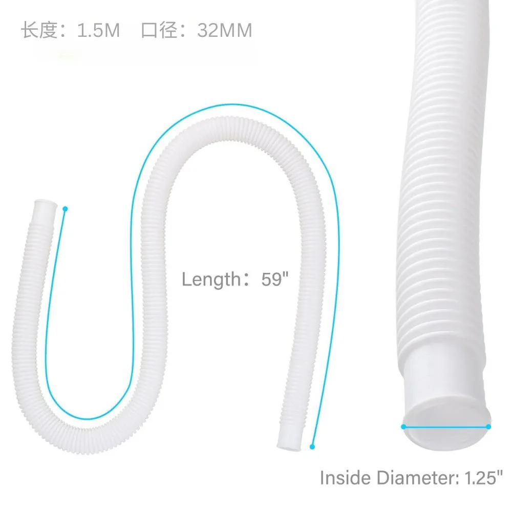 Heavy-duty universal 32mm inner diameter pool hose kit, durable 1.25