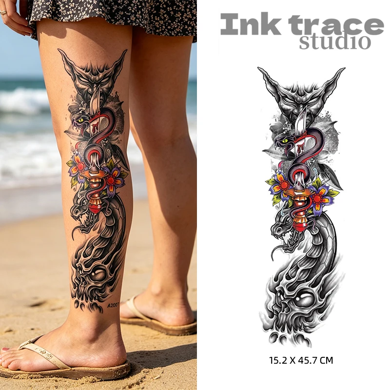 Hand-Painted Chinese Style Full-Arm Floral Arm Tattoo Sticker Fashion Element Eastern Full-Arm Arm Tattoo Decal