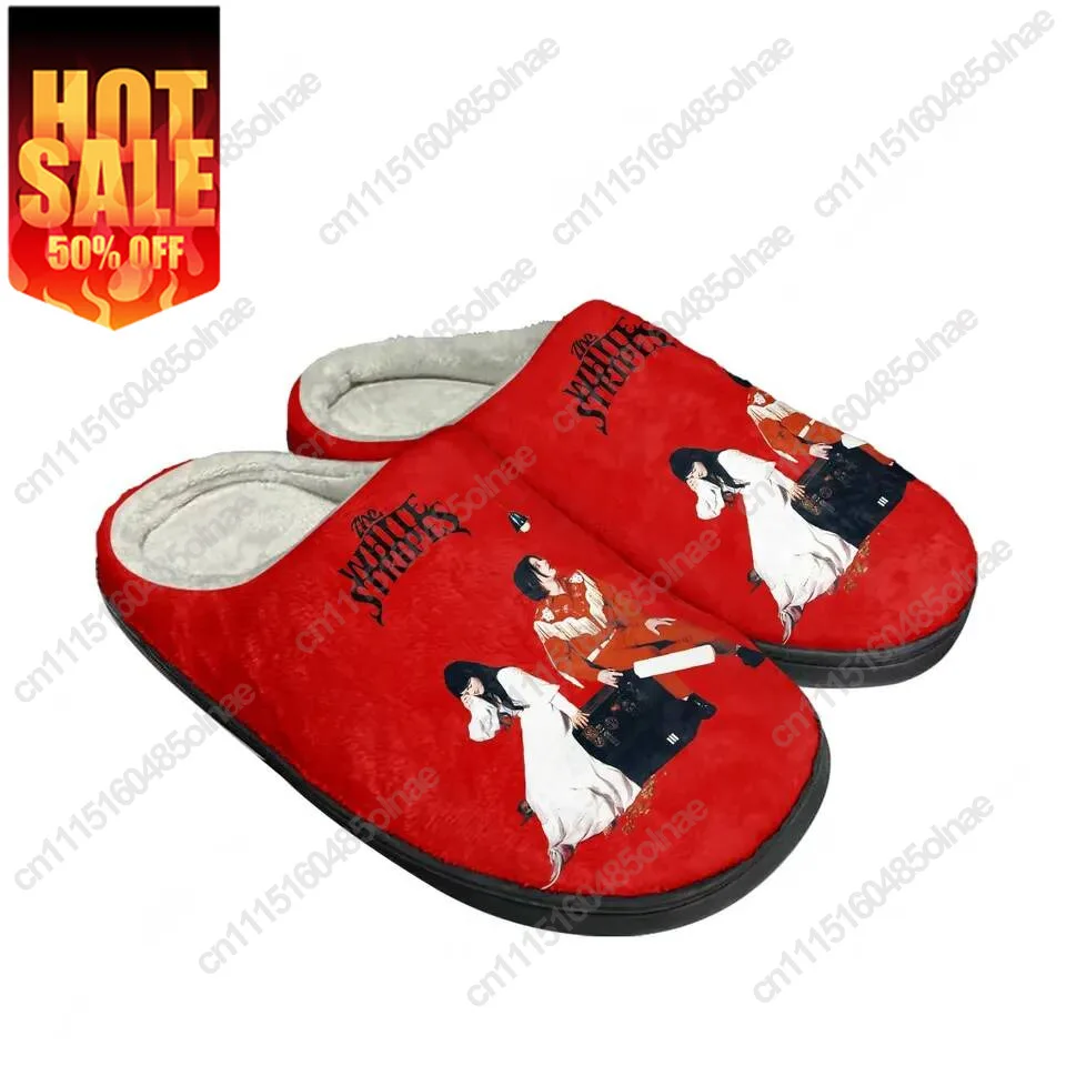 The White Stripes Cotton Family Slippers Mens Womens Teenagers High Quality Plush Indoor Casual Warm Shoes Custom Slipper