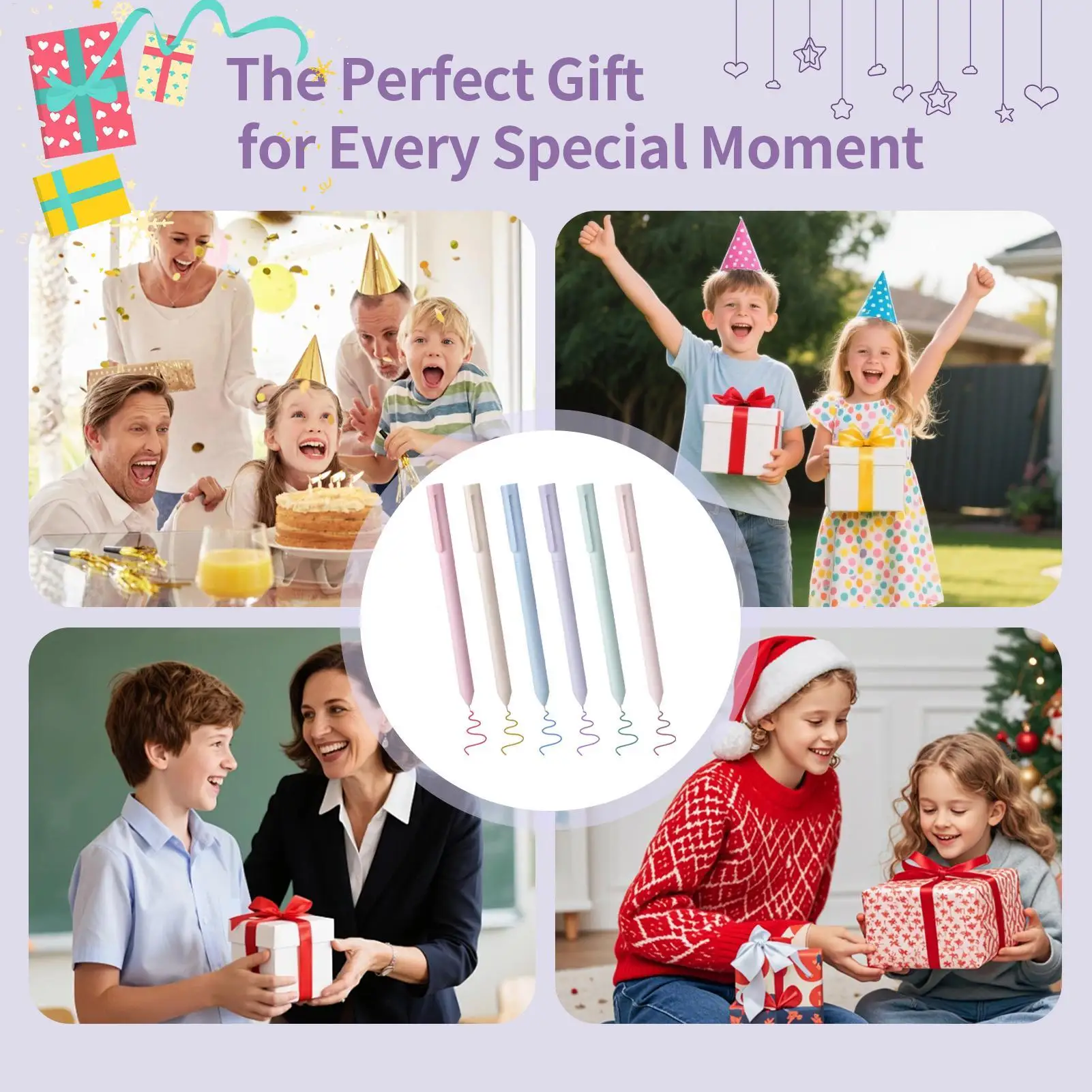 컬러 젤 펜 6 조각 저널링 쓰기 문구 용 젤 펜 그리기 여행 생일 교실을위한 복고풍 물 연필