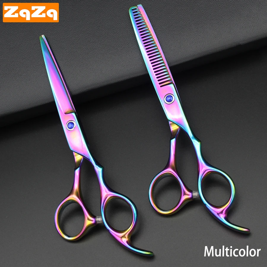 ZqZq 2pcs 6 Inch Stainless Steel Hairdressing Scissors Cutting Professional Barber Razor Shear for Men Women Kids Salon