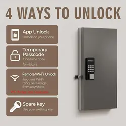 WeHere Intelligent Wall Mounted Key Safe Box,OTP/APP Bluetooth/fixed Code Unlocking Key Management Safe 48 Key Lock Box