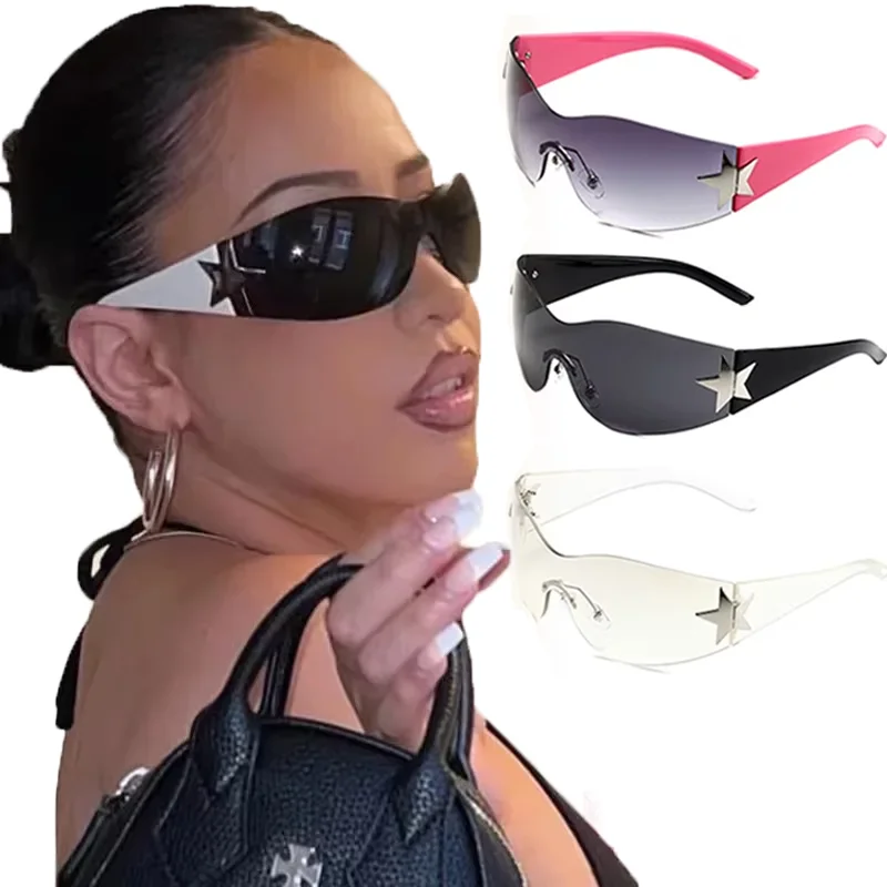 Fashion Rimless Sunglasses High-quality Women Men Universal Colorful Creative Goggle Eyewear Motorcycle Equipments Accessories