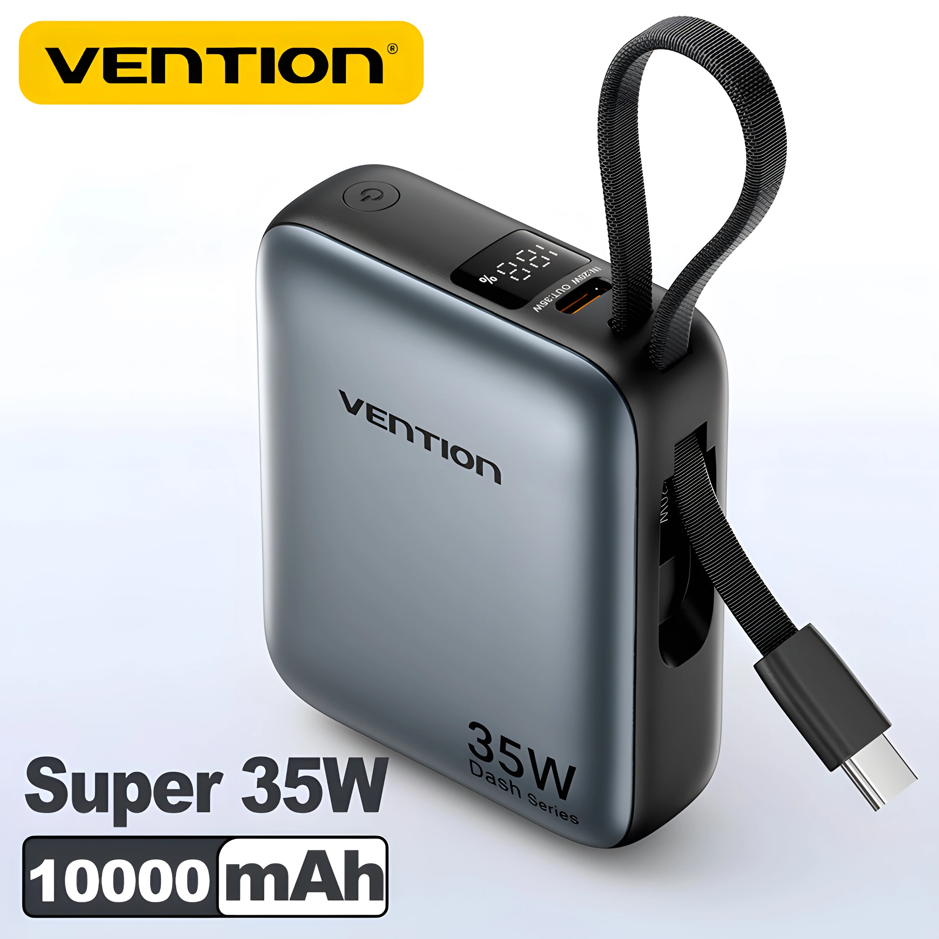 

Vention Super 35W Power Bank 10000mAh Fast Charger Portable Mini Powerbank with Type C Cable for iPhone Samsung External Batter