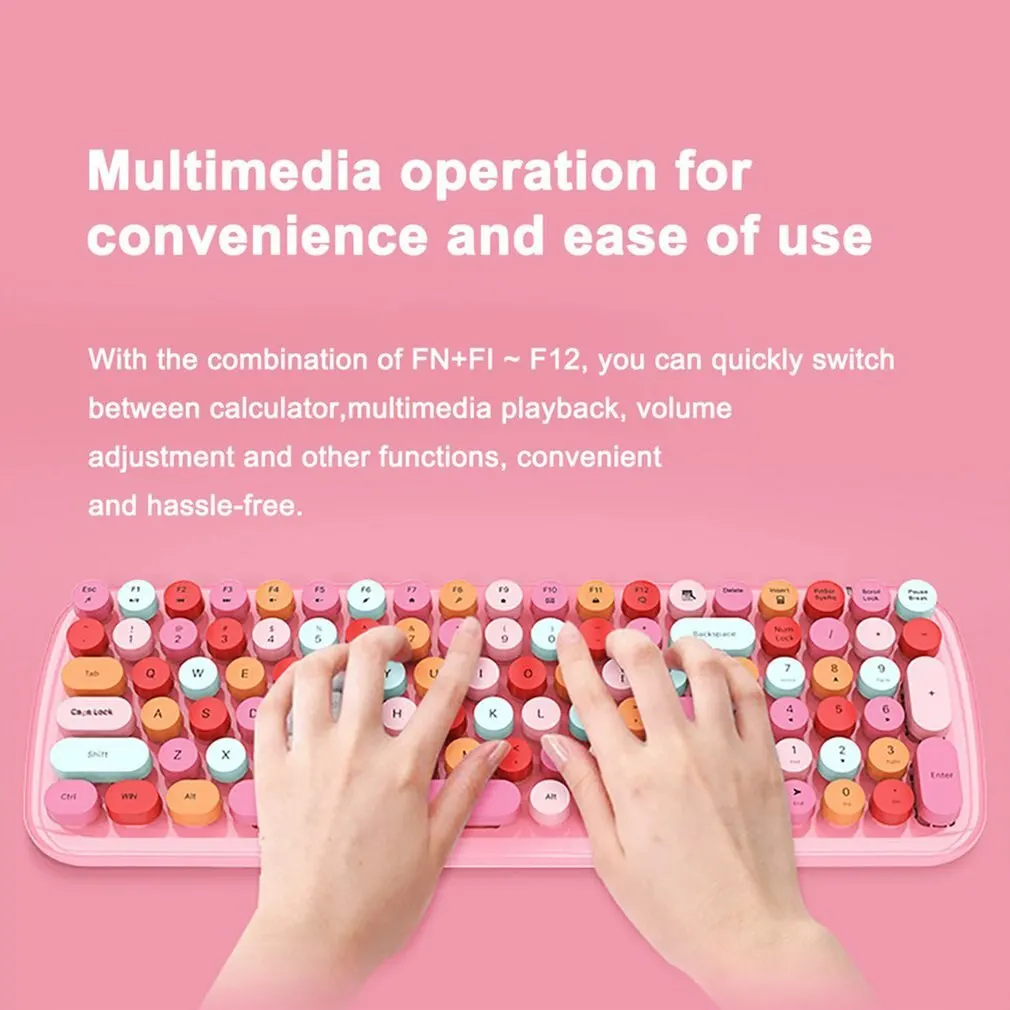 2,4g drahtlose Tastatur Maus Kit Schlüssel Tastatur Maus Set stumm für Frauen Mädchen Mini süße Macaron Tastatur und Maus für PC Laptop