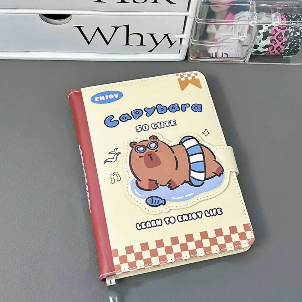 PU Capybara Notebook Magnetic Buckle Business Memos Magnetic Notebook Agenda Weekly Planner Thicken B5 Mini Notepad