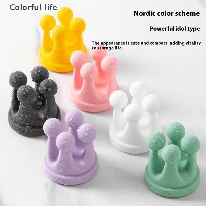 6 قطعة أصحاب فرشاة الأسنان سيليكون مقاوم للماء ذاتية اللصق متعددة الوظائف السنانير لكمة الحرة الحلاقة ماكينة حلاقة رف تخزين هوك #4