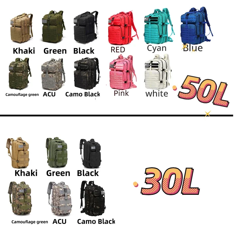 30L/50L 1000D Nylon Waterproof Trekking Fishing Hunting Bag Backpack Outdoor Rucksacks Tactical Sports Camping Hiking image 2