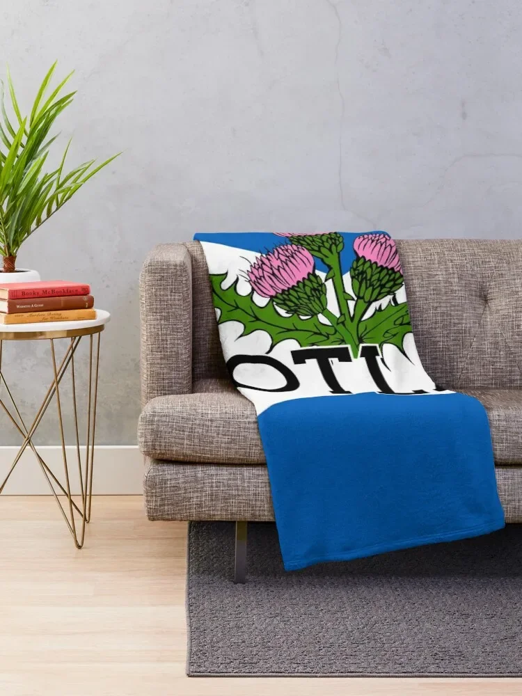 Scotland Saltire Flag - Scottish St Andrews Cross and Thistle, Scottish Pride Throw Blanket Cute sofa bed Blankets