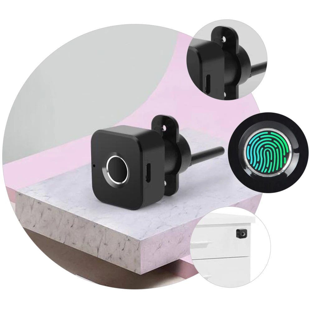 

1Pcs Fingerprint Drawer Lock Durable Intelligent Electronic Keyless Home Office USB Charging Replacement Accessory