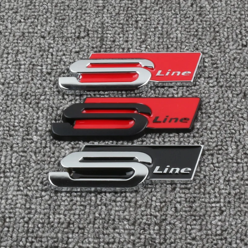 Car Metal S Line Logo Badge Emblems Decals Stic kers For Audi Sline A3 A4 A6 A8 Q3 Q5 Q7 Q8 S3 S4 S5 S6 S7 B6 B7 B8 B9 C5 C6 C7