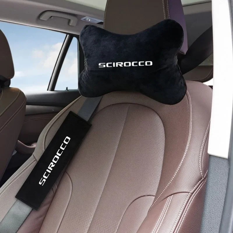 

Car Headrest Neck Pillow Seat Belt Shoulder Pad Fit For VW Volkswagen SCIROCCO GTI R Car Accessories