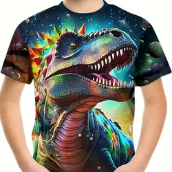 Children's Clothing Boys Tshirt Short Sleeve Girl T-Shirt 3D Cartoon Dinosaurs Casual Round Neck Tees Kids Summer Clothes Tops