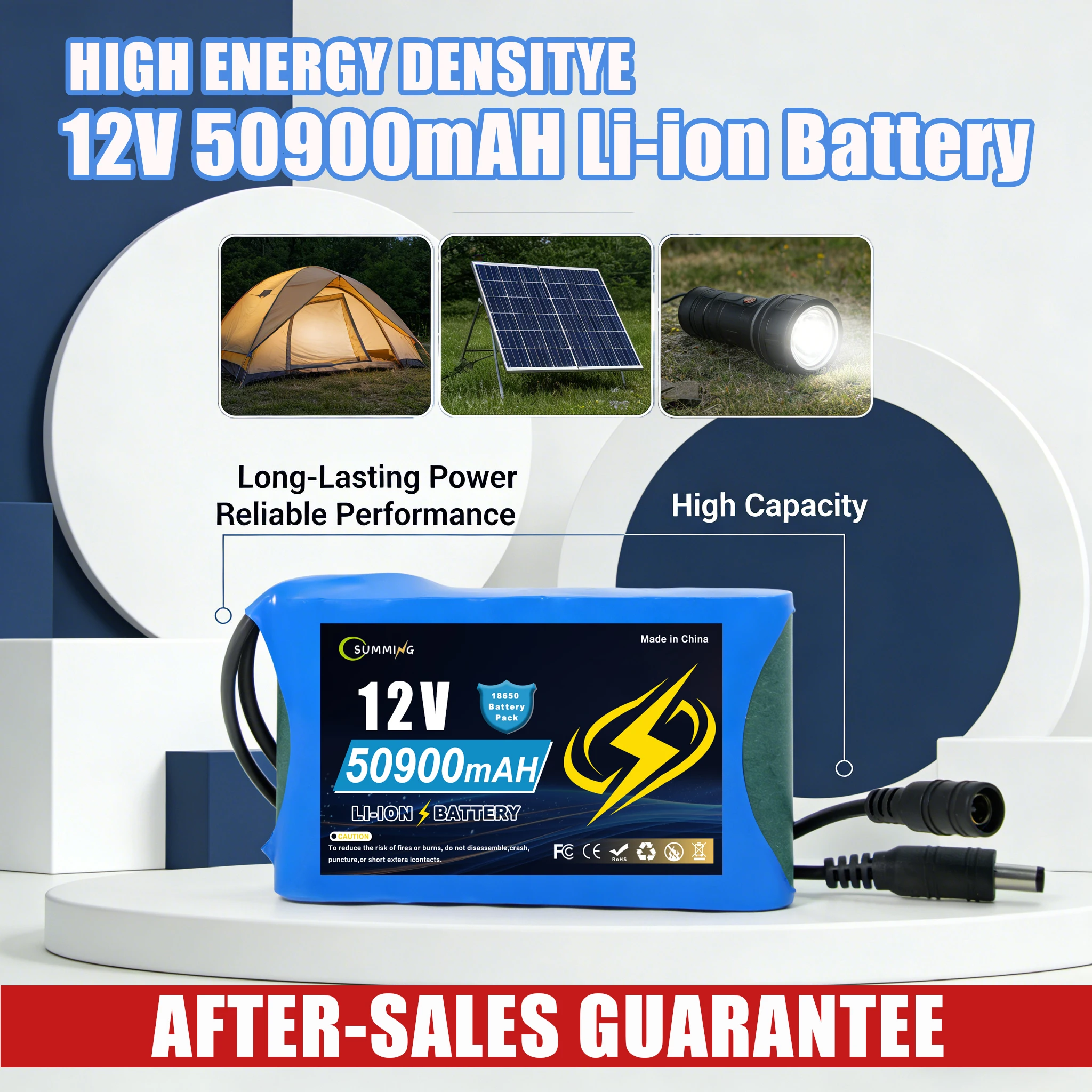 

3S2P 12.6V 50900mAh Li-ion Аккумуляторная батарея 12В 50.9Ач с зарядным устройством постоянного тока, защита от перезаряда/переразряда Защита