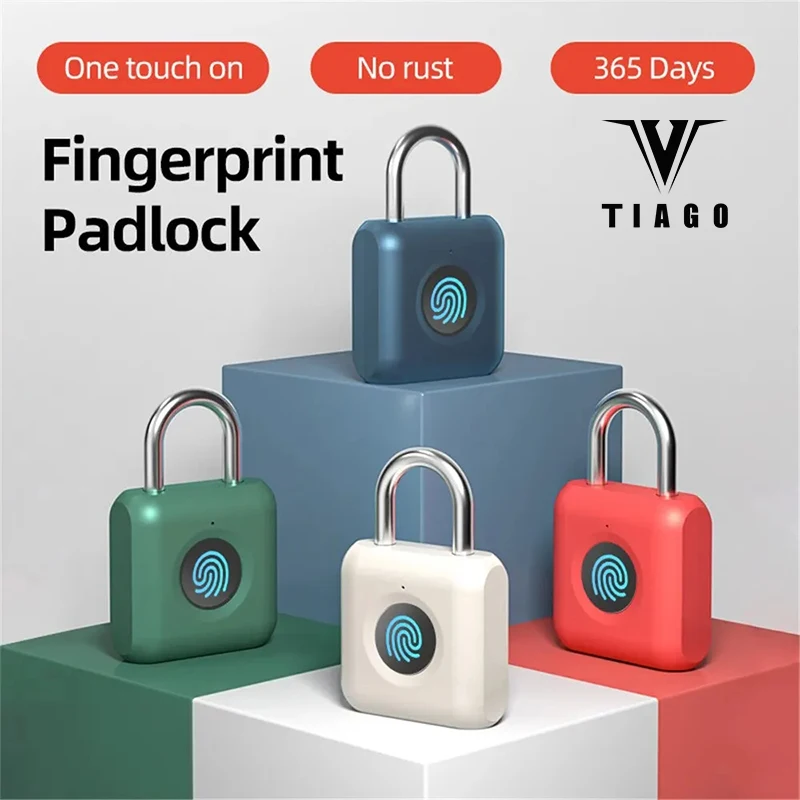 

TIAGO M1 Portable Fingerprint Identification Padlock Smart Keyless Lock Rechargable Luggage Cabinet School Gym Locker