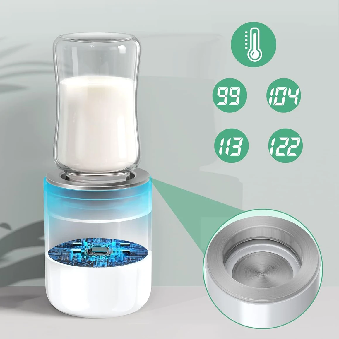 BornBL N1S Portable Baby Bottle Warmer, Fast Heating Travel Milk Warmer, 8800mAh Breastmilk  Warmer On The Go with 3 Adapters