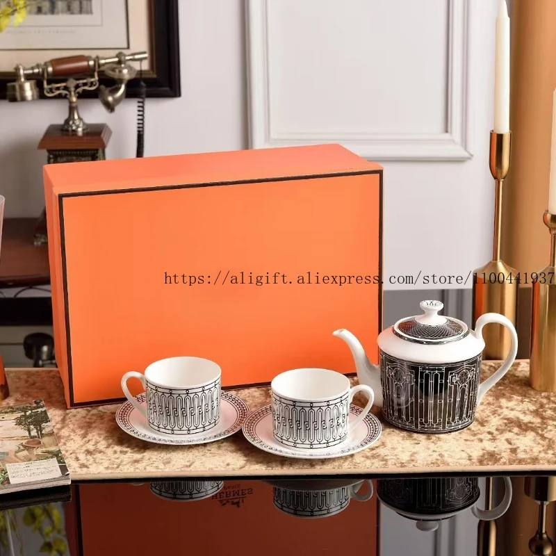 

Cross-Border European Bone China Coffee Cup Set Afternoon Teapot Set Decorative Items Home Light Luxury Gift