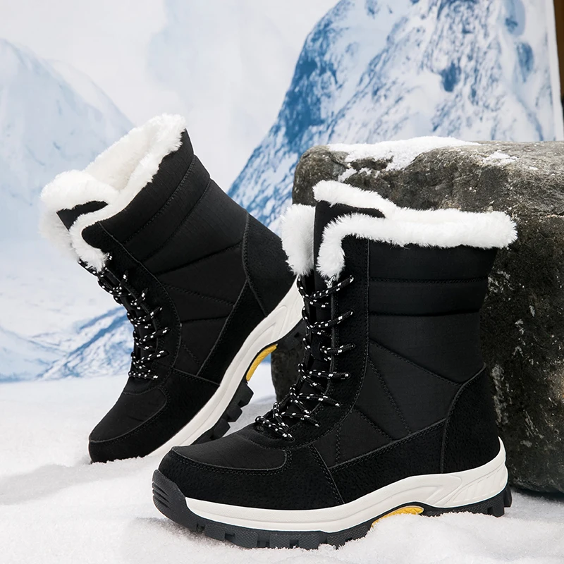 

High-top Plus Velvet Women's Snow Boots Comfortable Non-slip Women Cotton Shoes Outdoor Waterproof Boots Warm Women Sports Shoes