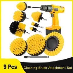 9 Pcs Car Cleaning Brush Attachment Set Power Scrubber Brush with 1/4“ Extend Long Attachment Drill Scrub Brush for Cleaning