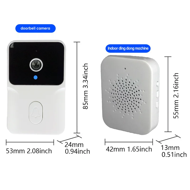 Timbre de puerta inalámbrico con cámara de vídeo, intercomunicador con detección de movimiento, Wifi, IR, alarma de seguridad para el hogar, Tuya