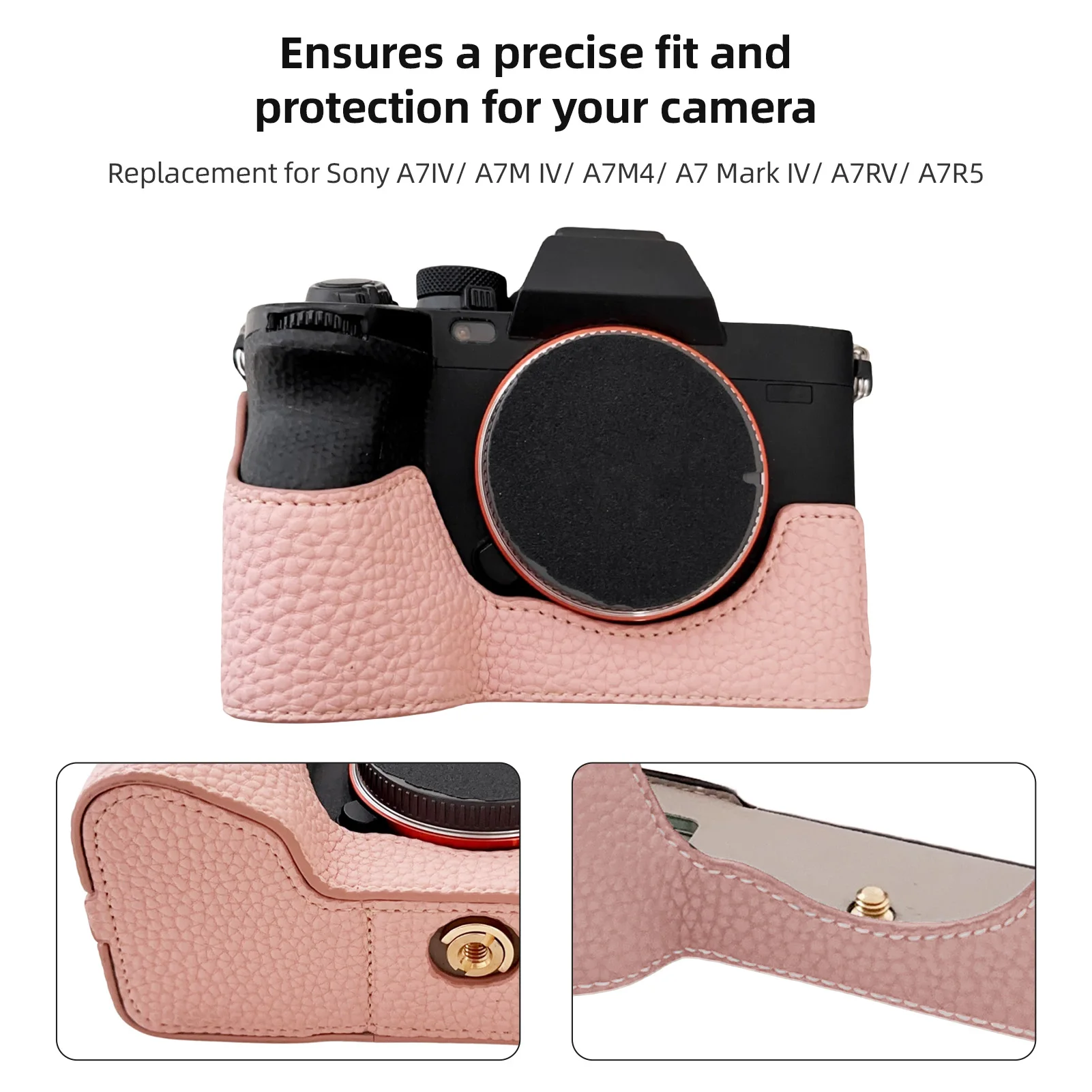 

Sony Camera Half Case Camera Body Bottom Case PU Leather Half Camera Case with Shoulder Strap Opening Bottom and Hand Grip